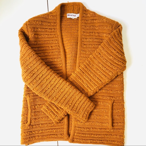 Braetan Sweaters - Braetan Chunky Orange Open Sweater